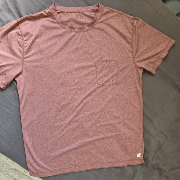 Vuori Shirt Mens Medium L Orange Gym Running Vented Yoga Feather Pocket T - Picture 7 of 11